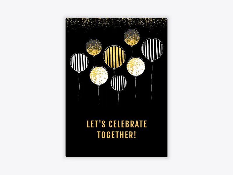 Gold Illustrated Balloons - business_anniversary - Invitation