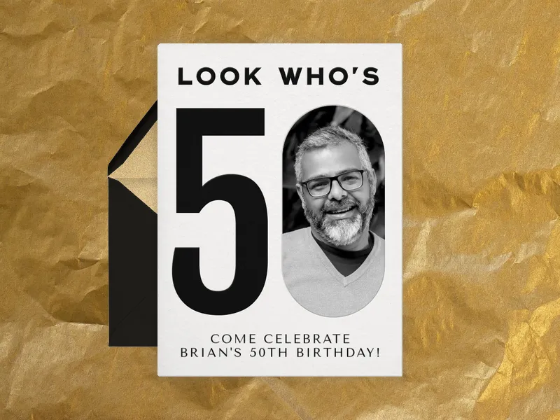 Modern Black & White (Photo) - 50th_birthday - Invitation