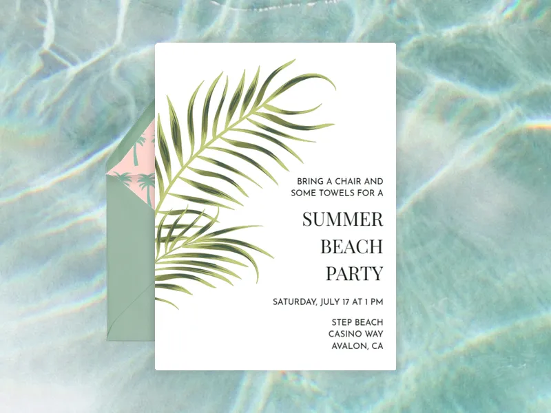 Palm Frond - beach_party - Invitation