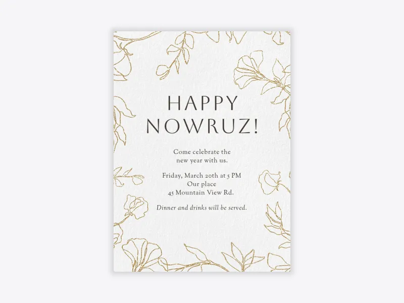 Nowruz Gold Florals - nowruz - Invitation