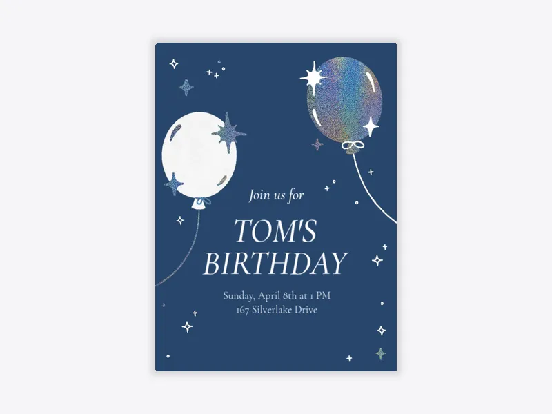 Blue Sparkle Balloons Birthday - 18th_birthday - Invitation