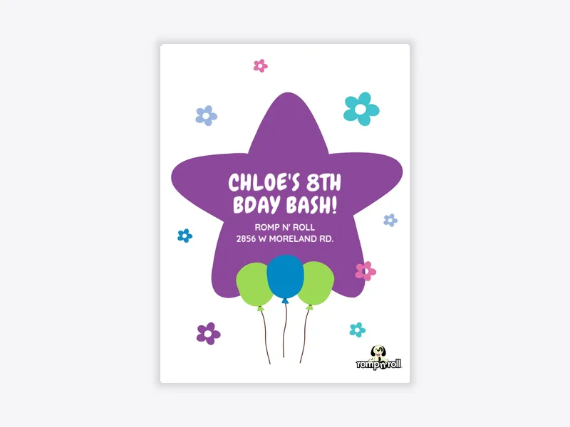 Romp n’ Roll: Big Birthday Star - romp_n_roll - Invitation