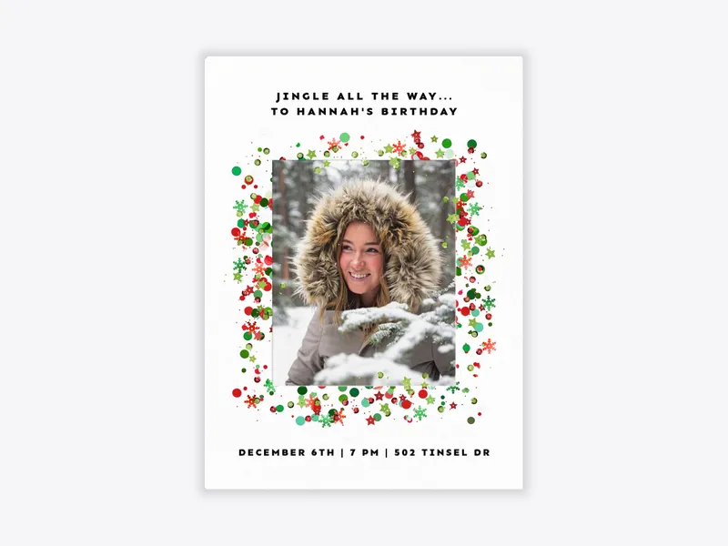 Red & Green Metallic Stars (Photo) - design_your_own - Invitation