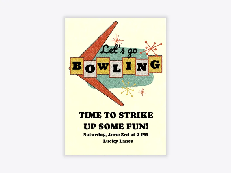 Let's Go Bowling - bowling - Invitation