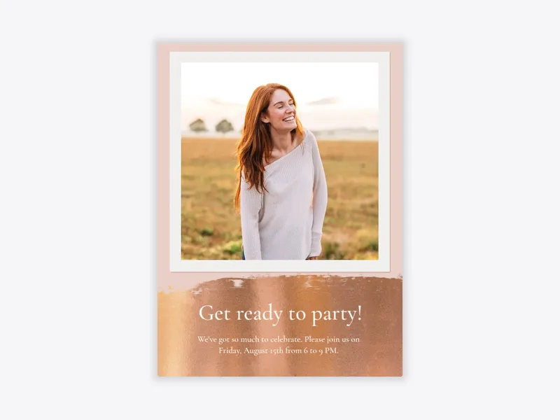 Blush Festive Brush Stroke (Photo) - quinceanera - Invitation