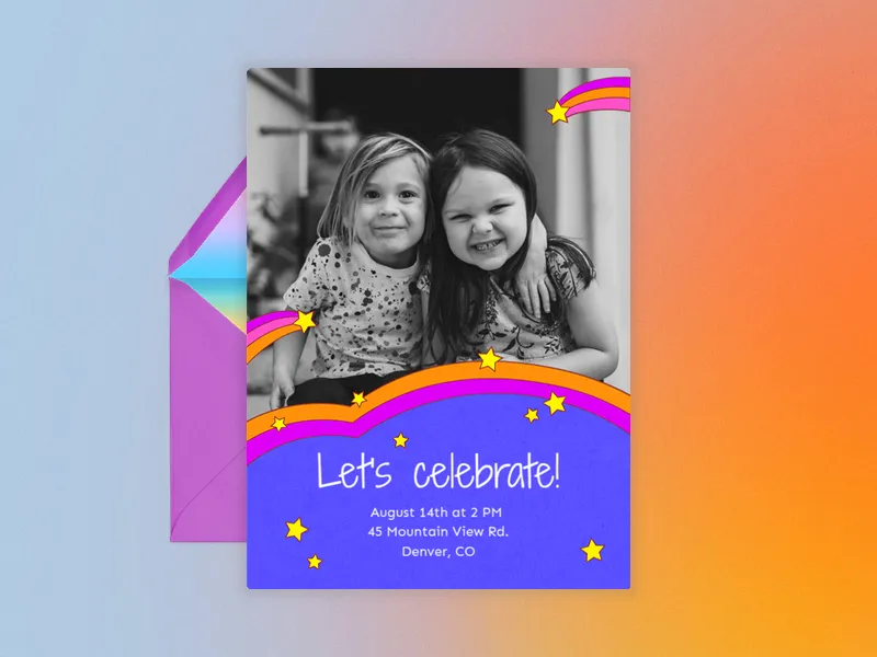 Groovy Rainbow (Photo) - joint_birthday - Invitation