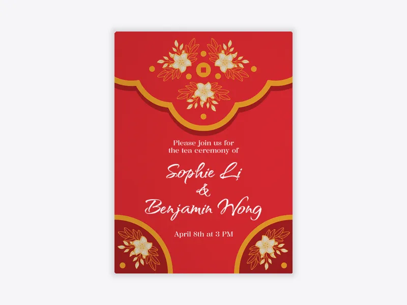 Floral Red Envelope - tea_ceremony - Invitation