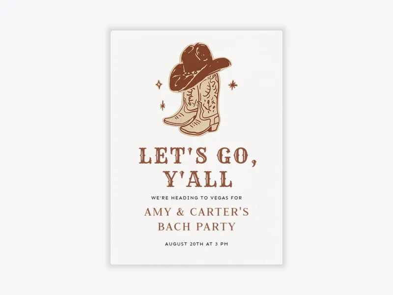 Brown Howdy Partner - joint_bach_party - Invitation