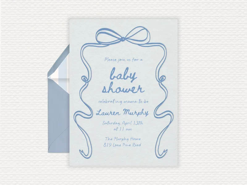 Baby Blue Minimalist Ribbon - baby_sprinkle - Invitation