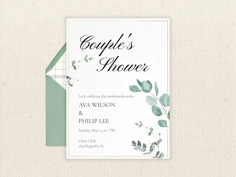 Watercolor Eucalyptus - couples_shower - Invitation