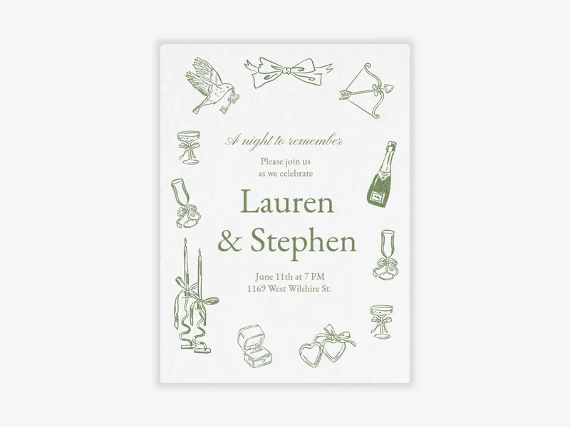 Green Lovey Dovey - couples_shower - Invitation