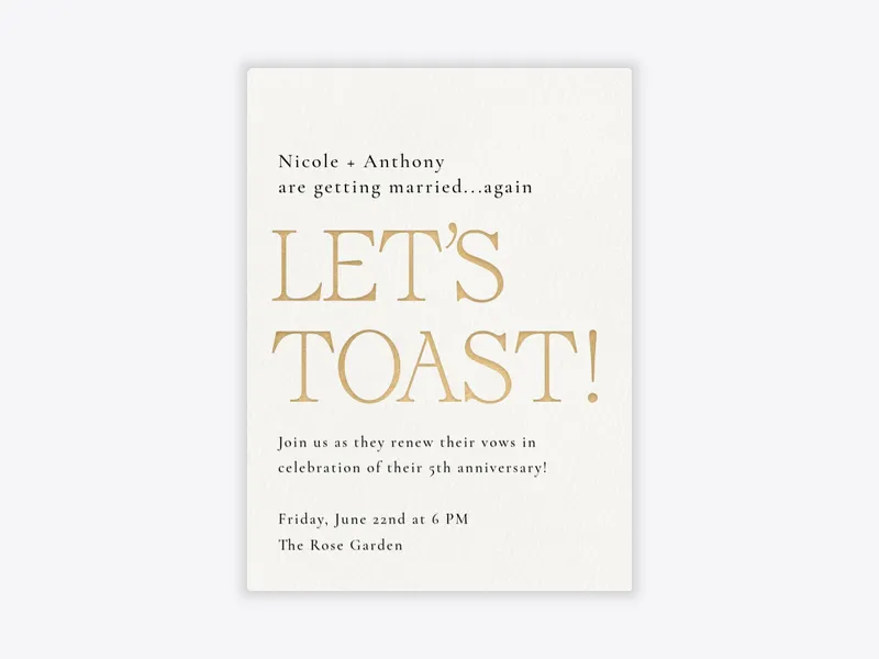 Let’s Toast! - vow_renewal - Invitation
