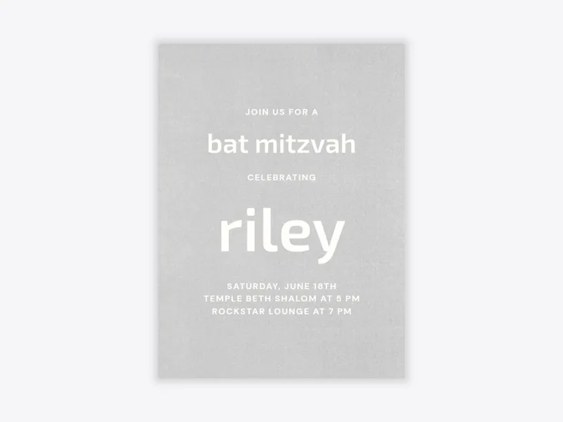 Grey Simply Soft - bar_bat_mitzvah - Invitation