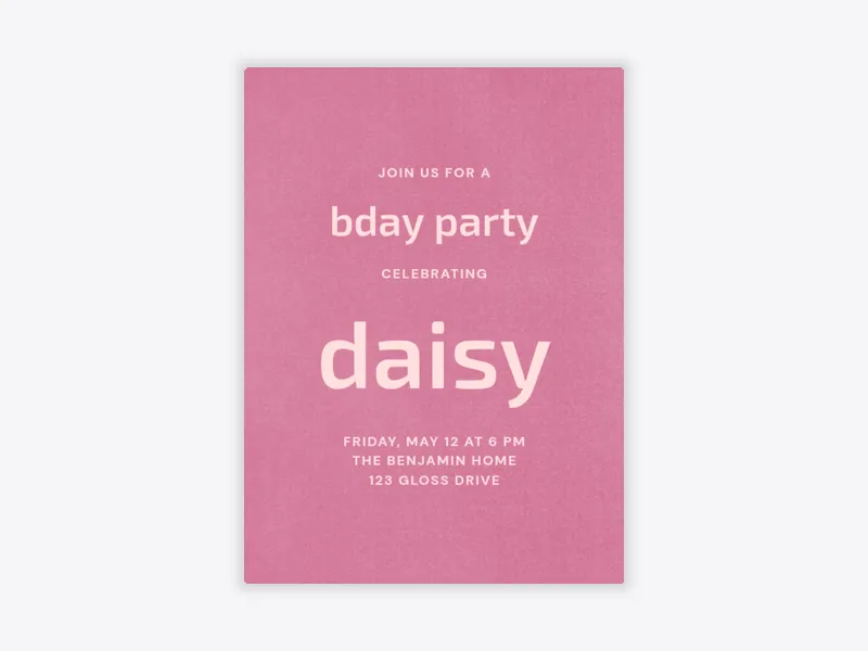 Pink Simply Soft - teens - Invitation