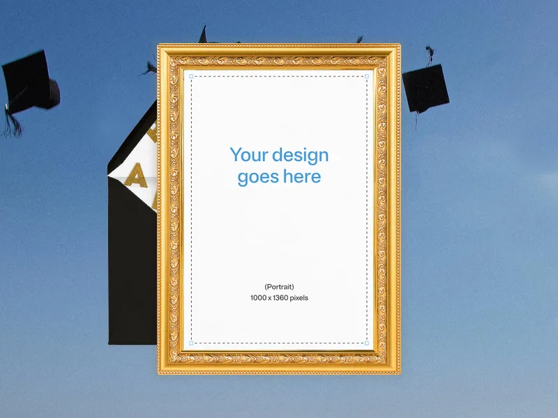 Upload Your Own Design (Gold Frame Grad) - featured - Invitation