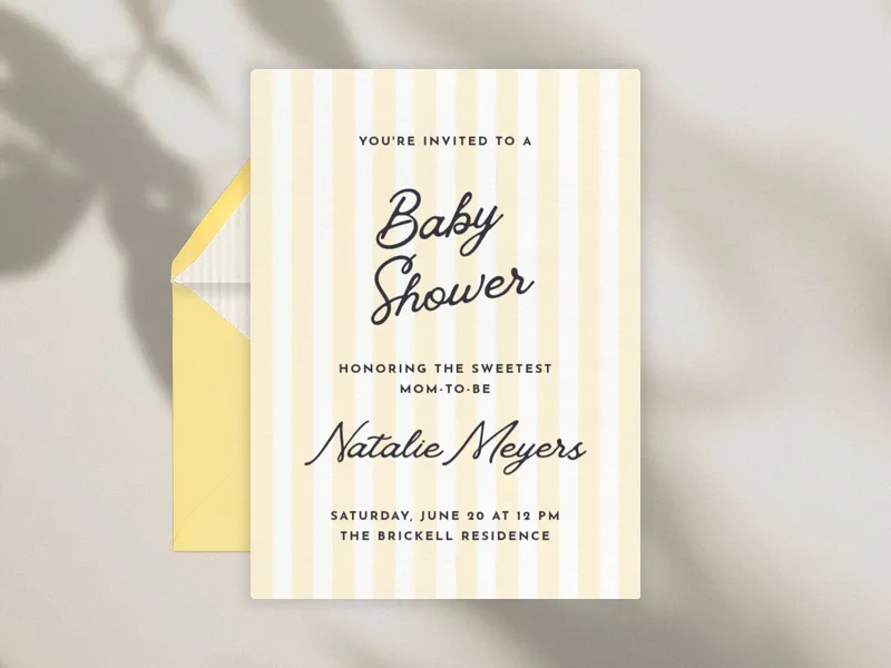 Yellow Line Time - baby - Invitation