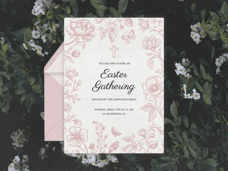 Floating Blooms Invitation premium template design