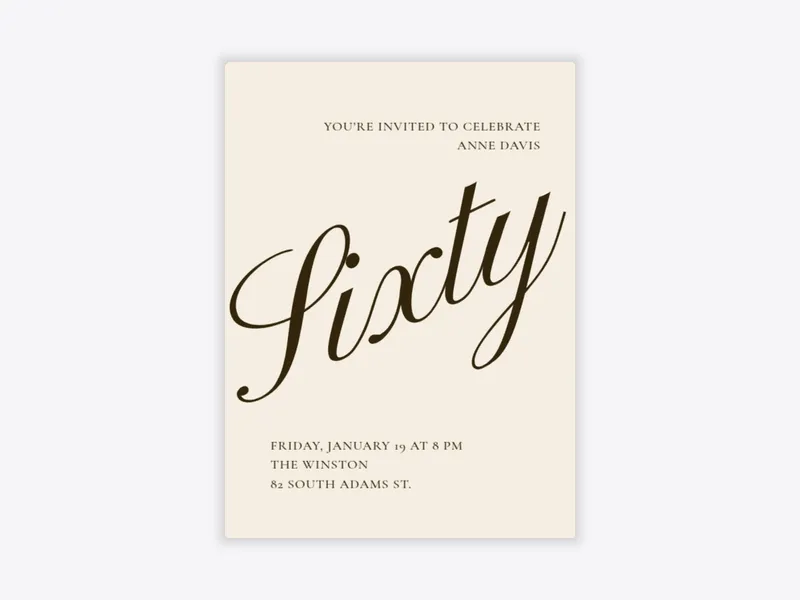 Cursive Numbers Invitation free template design