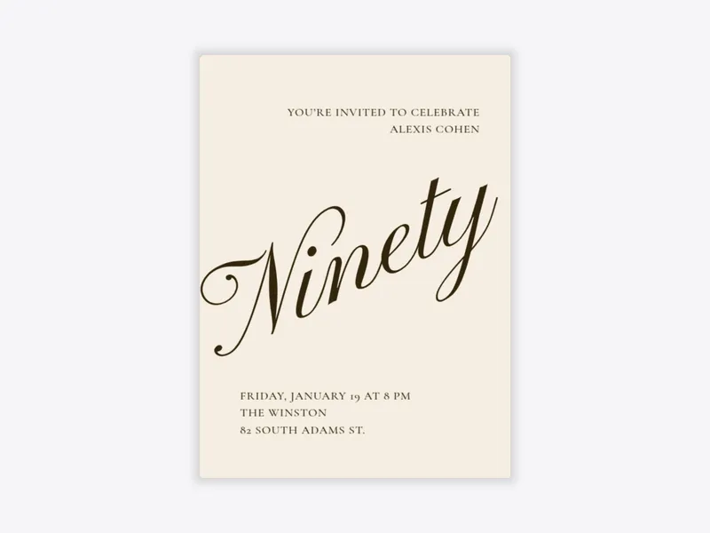 Cursive Numbers - 90th_birthday - Invitation