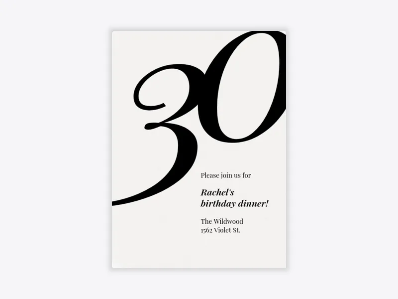 Big Number: Milestone Birthday - 30th_birthday - Invitation