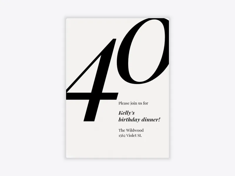 Big Number: Milestone Birthday - birthday_milestones - Invitation