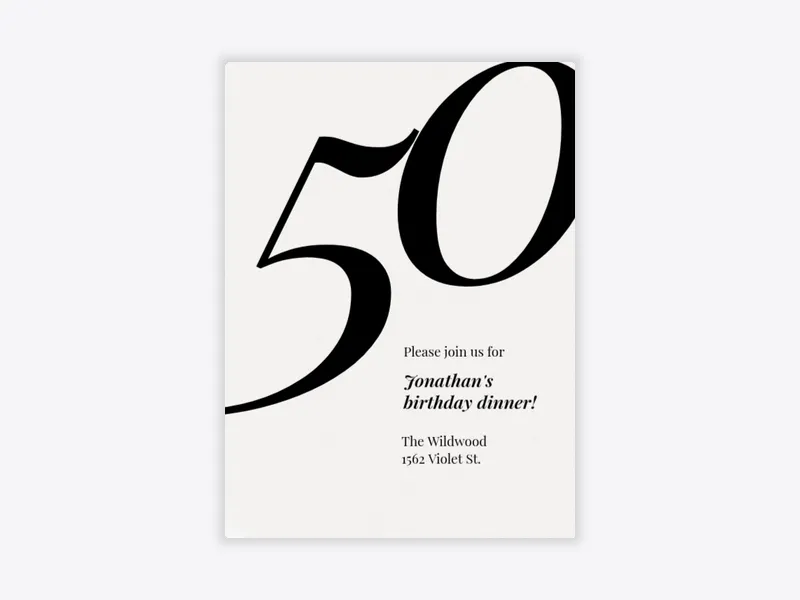 Big Number: Milestone Birthday - 50th_birthday - Invitation