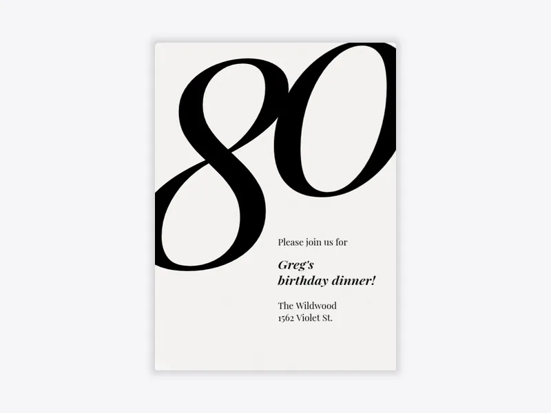 Big Number: Milestone Birthday - 80th_birthday - Invitation