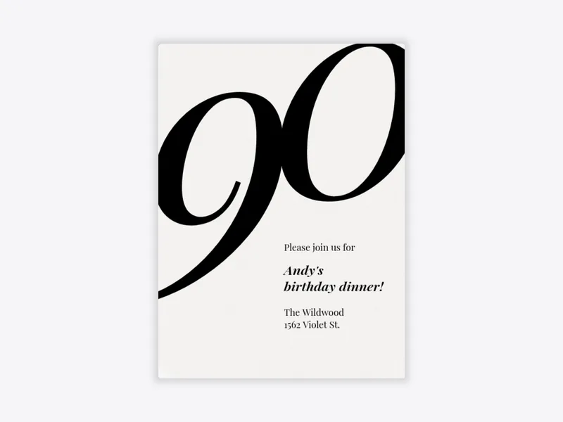 Big Number: Milestone Birthday - 90th_birthday - Invitation