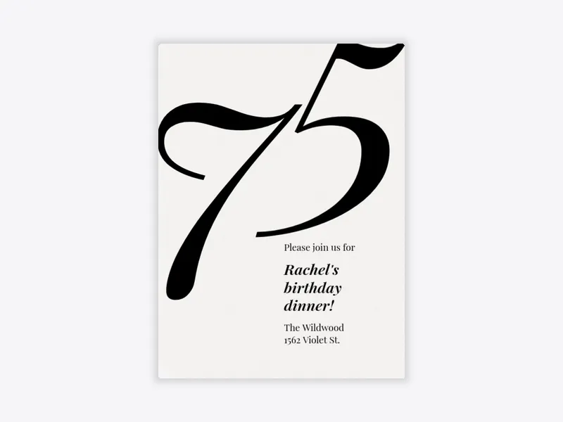 Big Number: Milestone Birthday - 75th_birthday - Invitation