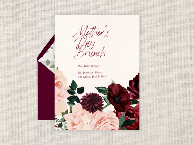 Blush & Burgundy Blooms - featured - Invitation