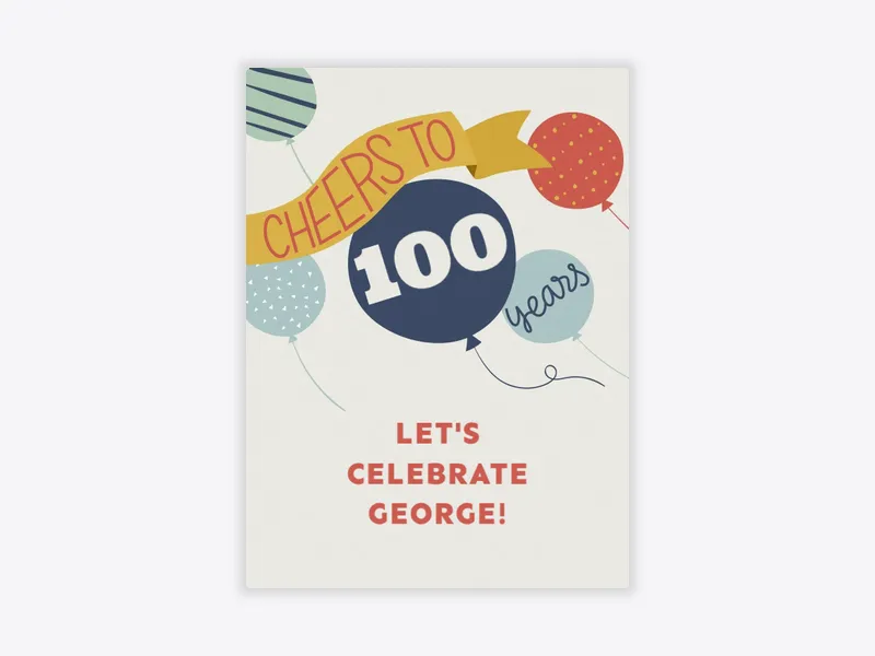 Balloon Birthday Cheers Birthday - 100th_birthday - Invitation