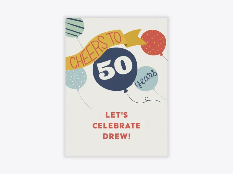Balloon Birthday Cheers Birthday - 50th_birthday - Invitation