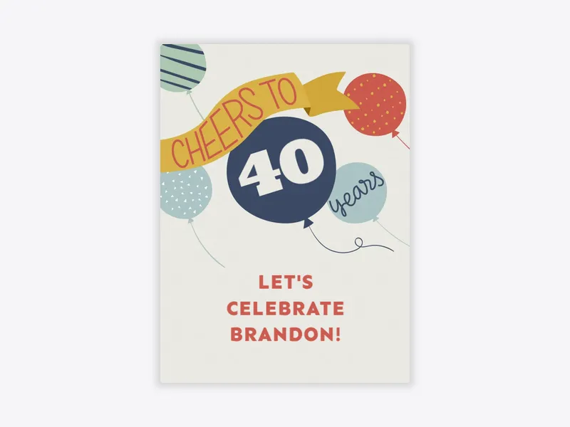 Balloon Birthday Cheers Birthday - 40th_birthday - Invitation