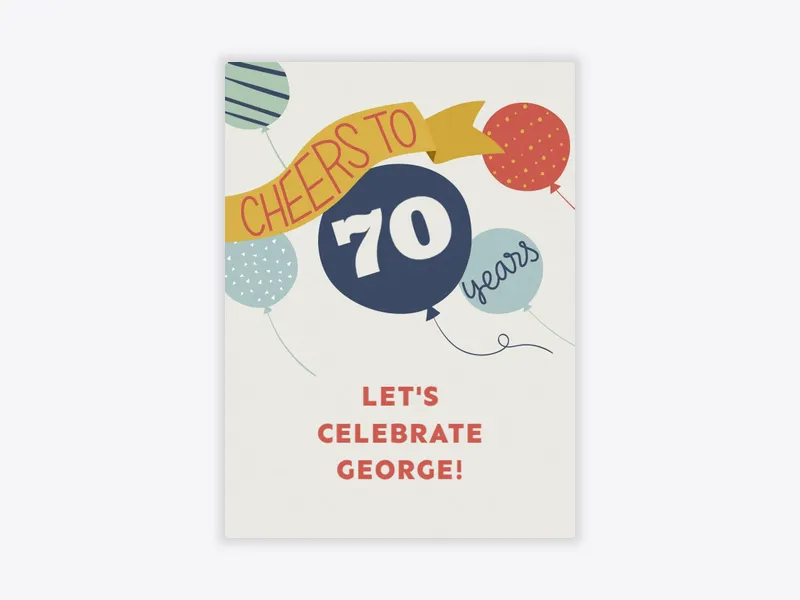 Balloon Birthday Cheers Birthday - 70th_birthday - Invitation
