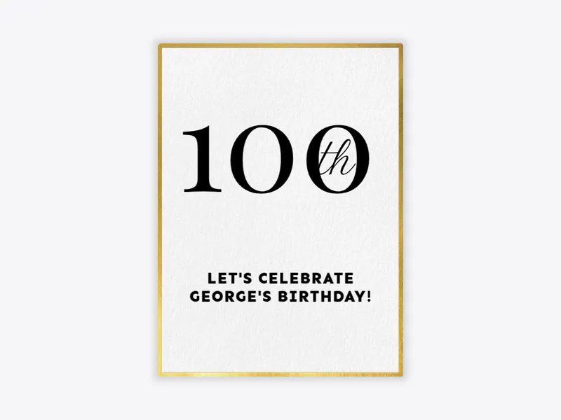 Gold and Black Milestone - 100th_birthday - Invitation