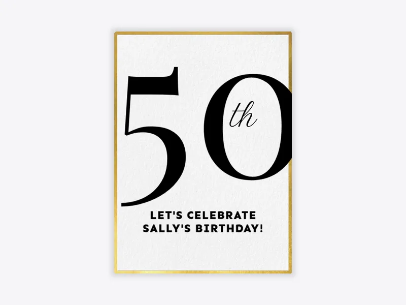 Gold and Black Milestone - 50th_birthday - Invitation