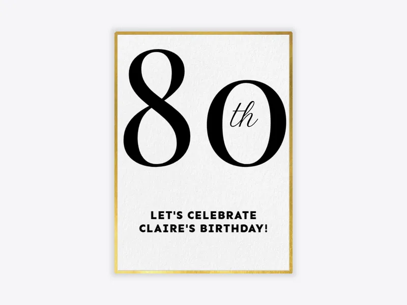 Gold and Black Milestone - 80th_birthday - Invitation