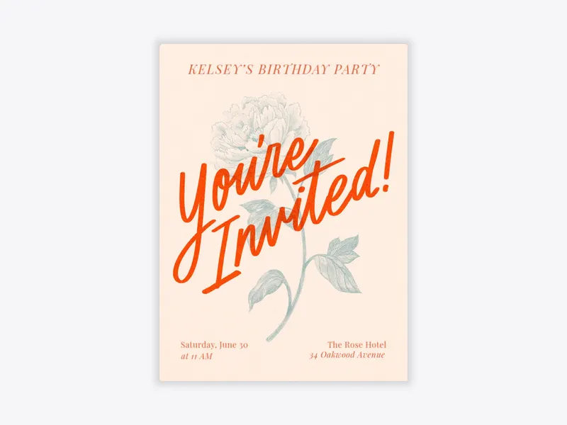 Single Peony - brunch_lunch - Invitation