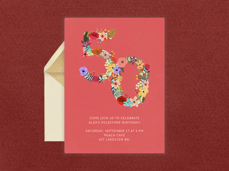 Botanical Numbers - 50th_birthday - Invitation