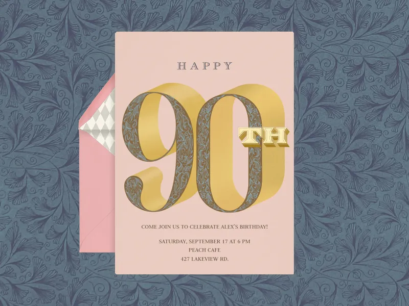 Decorative Shadow Number - 90th_birthday - Invitation