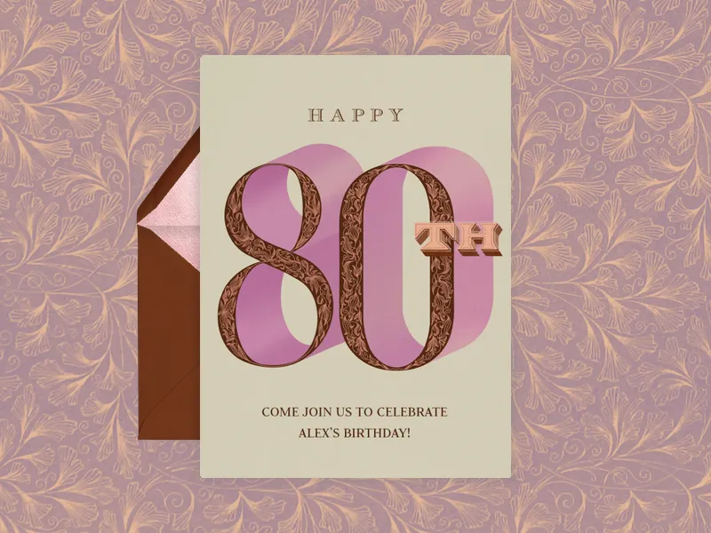 Decorative Shadow Number - 80th_birthday - Invitation