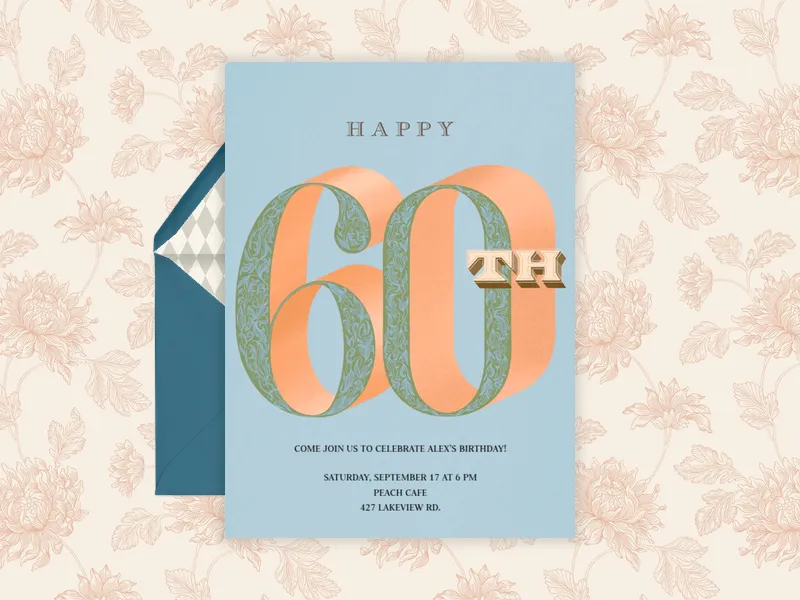 Decorative Shadow Number - 60th_birthday - Invitation