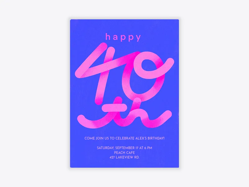 Get A Squiggle Number - 40th_birthday - Invitation