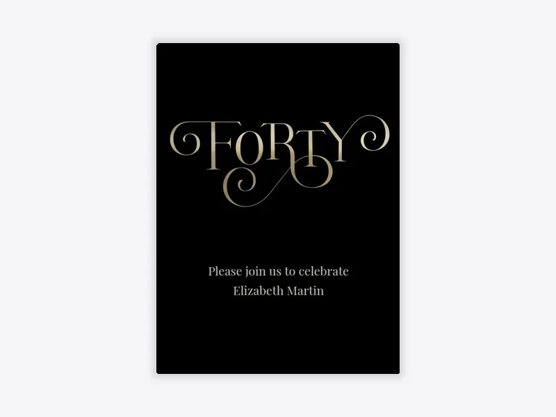 Gold Script Milestone - 40th_birthday - Invitation