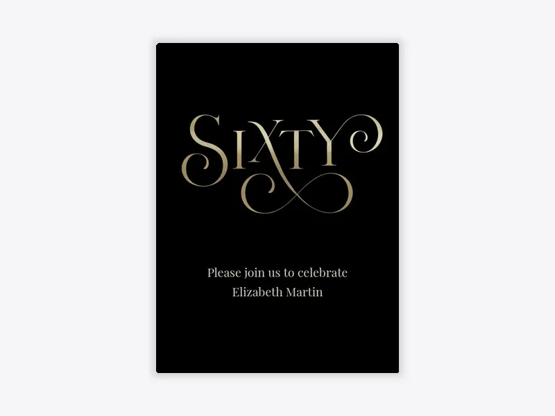 Gold Script Milestone - 60th_birthday - Invitation