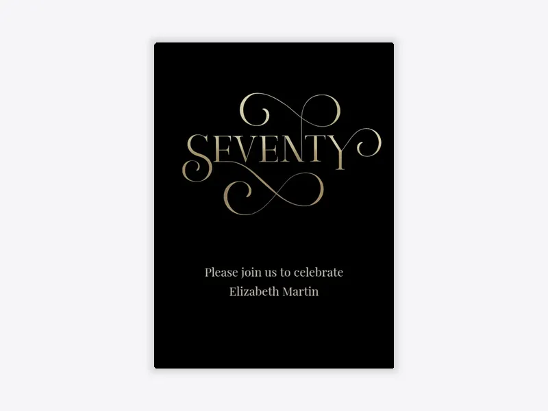 Gold Script Milestone - 70th_birthday - Invitation