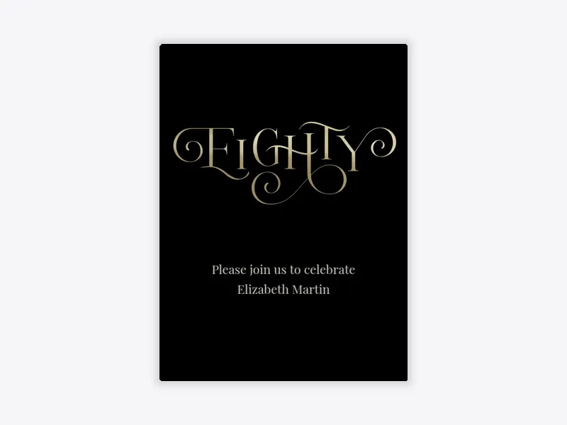 Gold Script Milestone - 80th_birthday - Invitation