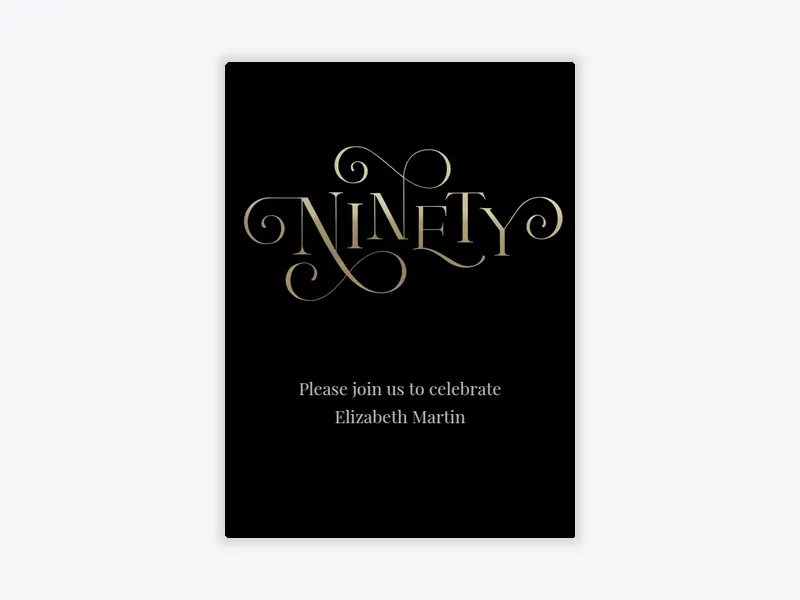 Gold Script Milestone - 90th_birthday - Invitation