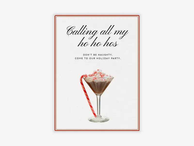 Candy Cane Martini - christmas - Invitation