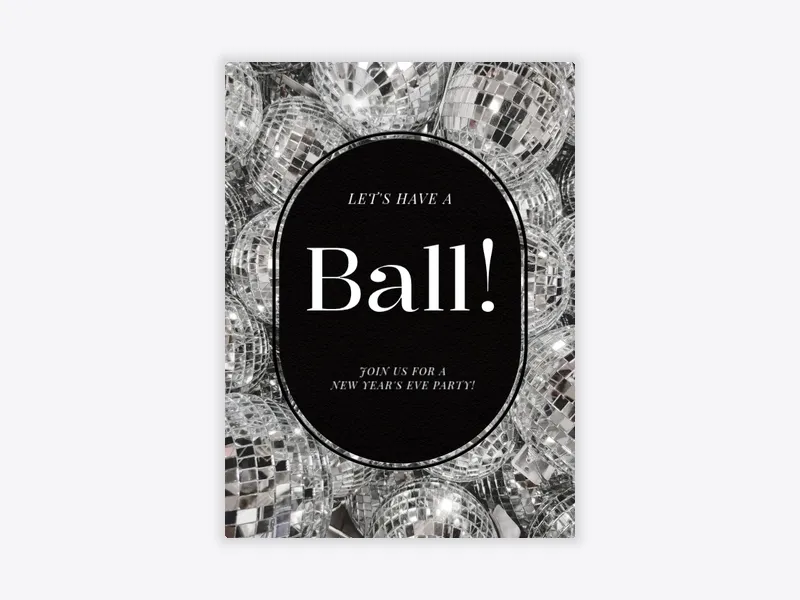Silver Mirror Ball - new_years - Invitation